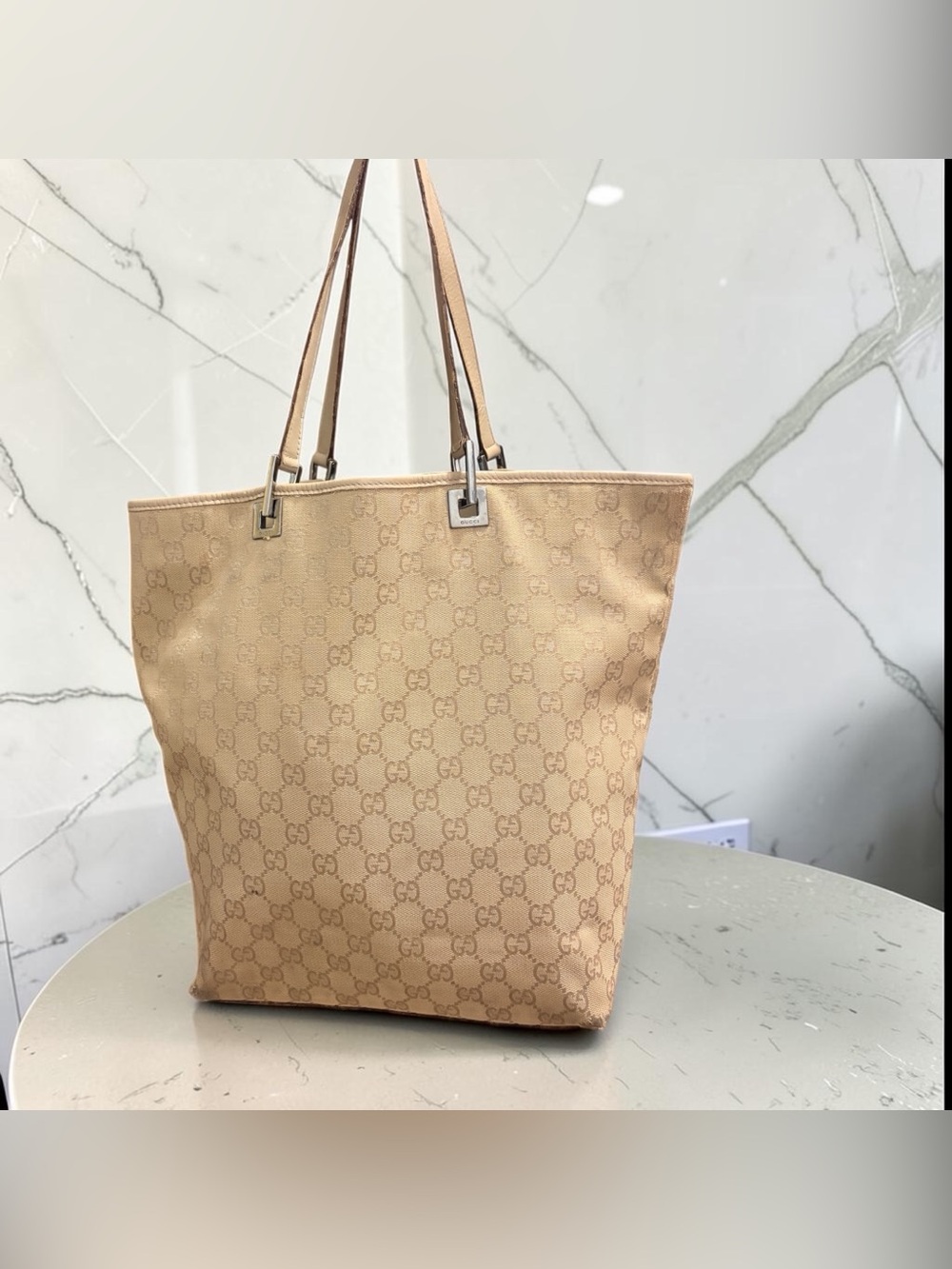 Vintage Gucci Y2K GG Monogram Canvas Tote Shoulder Bag Purse